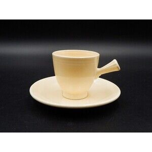 Fiesta Demitasse AD After Dinner Cup Saucer Ivory Stick Handle Fiestaware